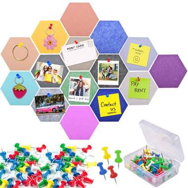 Yoillione Hexagon Felt Board Tiles Self Adhesive,Colorful Hexagon Cork Tiles 