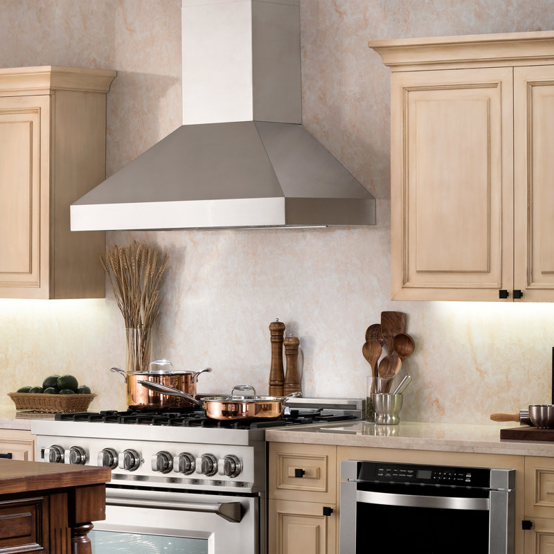 Zline Kitchen And Bath 30 500 Cfm Convertible Wall Mount Range Hood In Brushed 430 Stainless Steel Reviews Wayfair