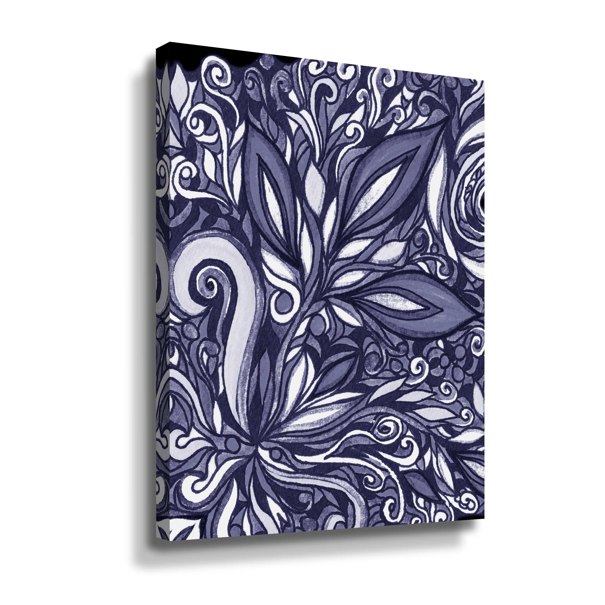 Red Barrel Studio® Art Deco Style Flowers Pattern Purple Blue ...