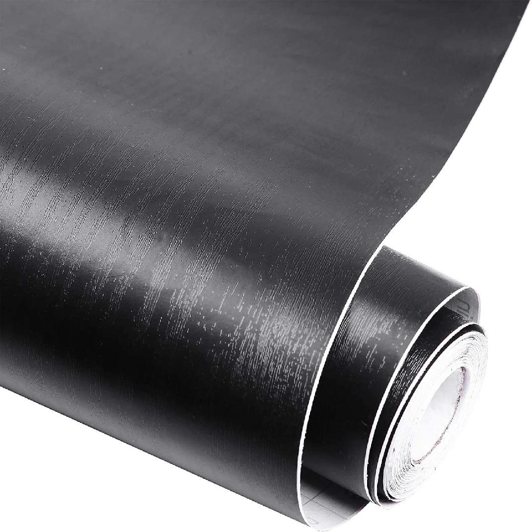 Latitude Run® Wallpaper 17.71 Inch X 236 Inch Black Wood Grain Peel