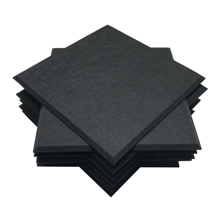 12 Pack Self Adhesive Acoustic Absorption Panels 12 X 12 X 0.4 Soundproofing Insulation Panel Tiles High Density Polyester Fiber Acoustic Treatment 