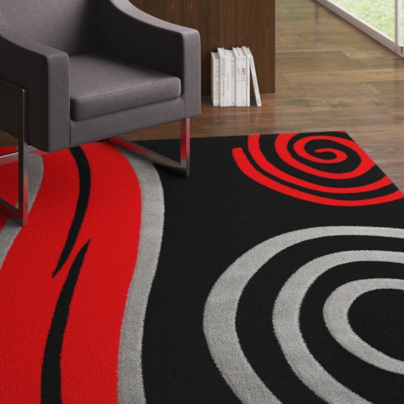 Latitude Run Supranowitz Gray Black Red Area Rug Wayfair