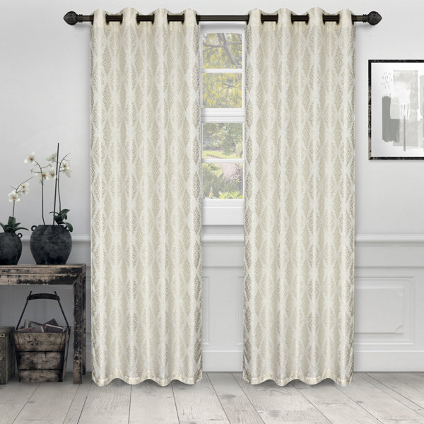 Lark Manor Alaina Jacquard Damask Room Darkening Grommet Curtain
