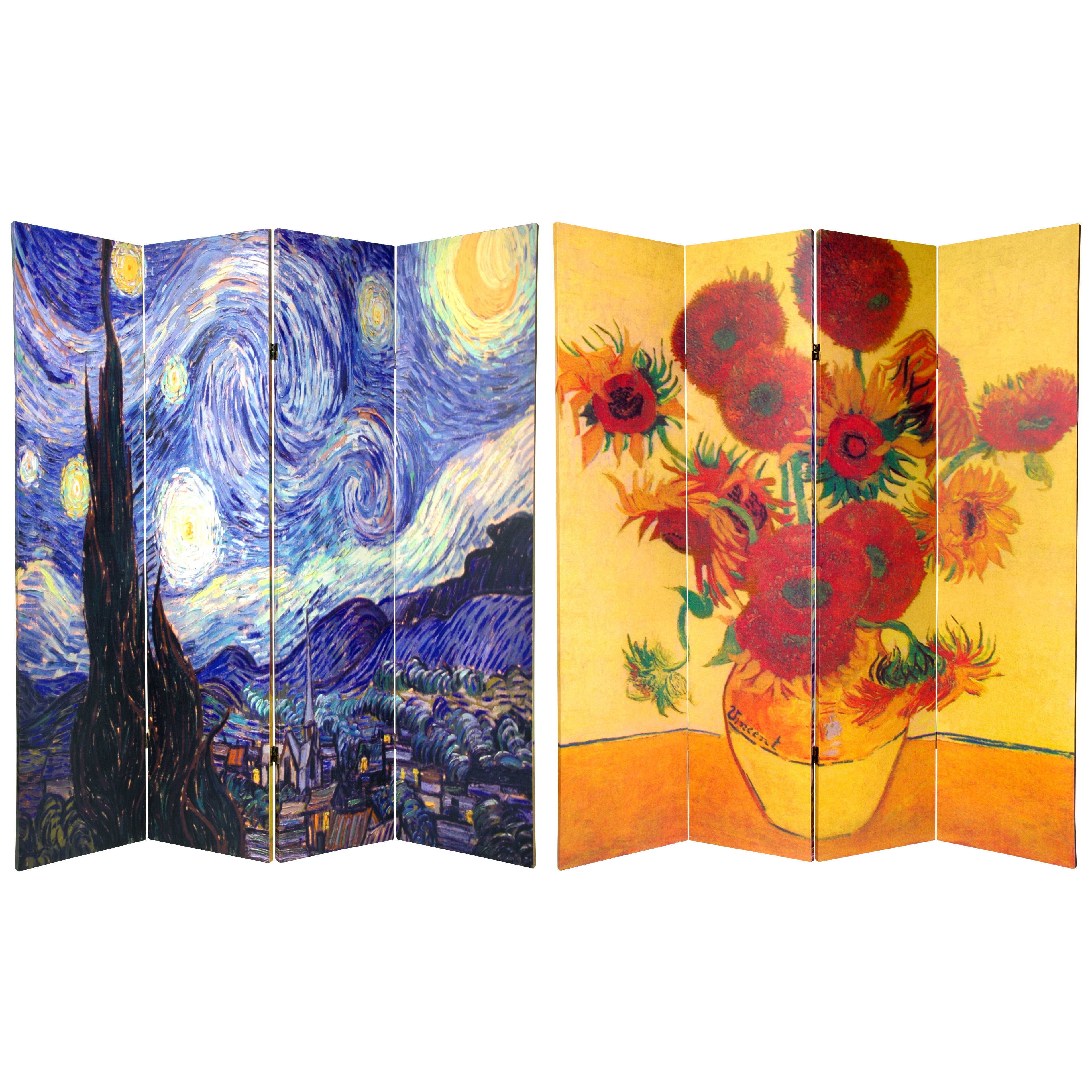 Fine Asianliving Room Divider Privacy Screen 4 Panel Van Gogh Almond Blossoms