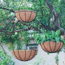 2 x 18cm Green Scrolled Metal Heavy Duty Garden Planter Hook Hanging Basket 