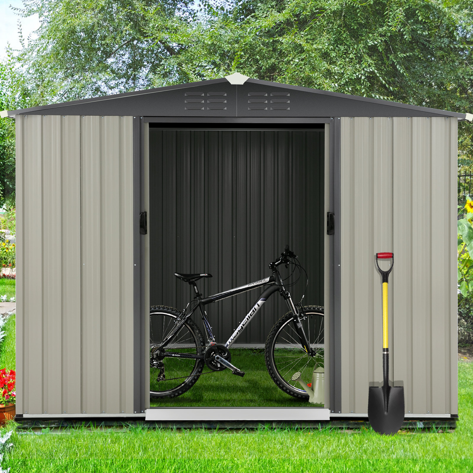 AECOJOY 8 ft. 5 in. W x 6 ft. D Metal Storage Shed | Wayfair