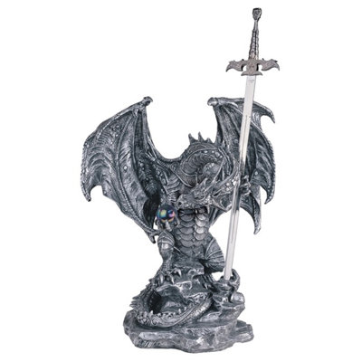 Dragon with Armor and Sword Sculpture Trinx