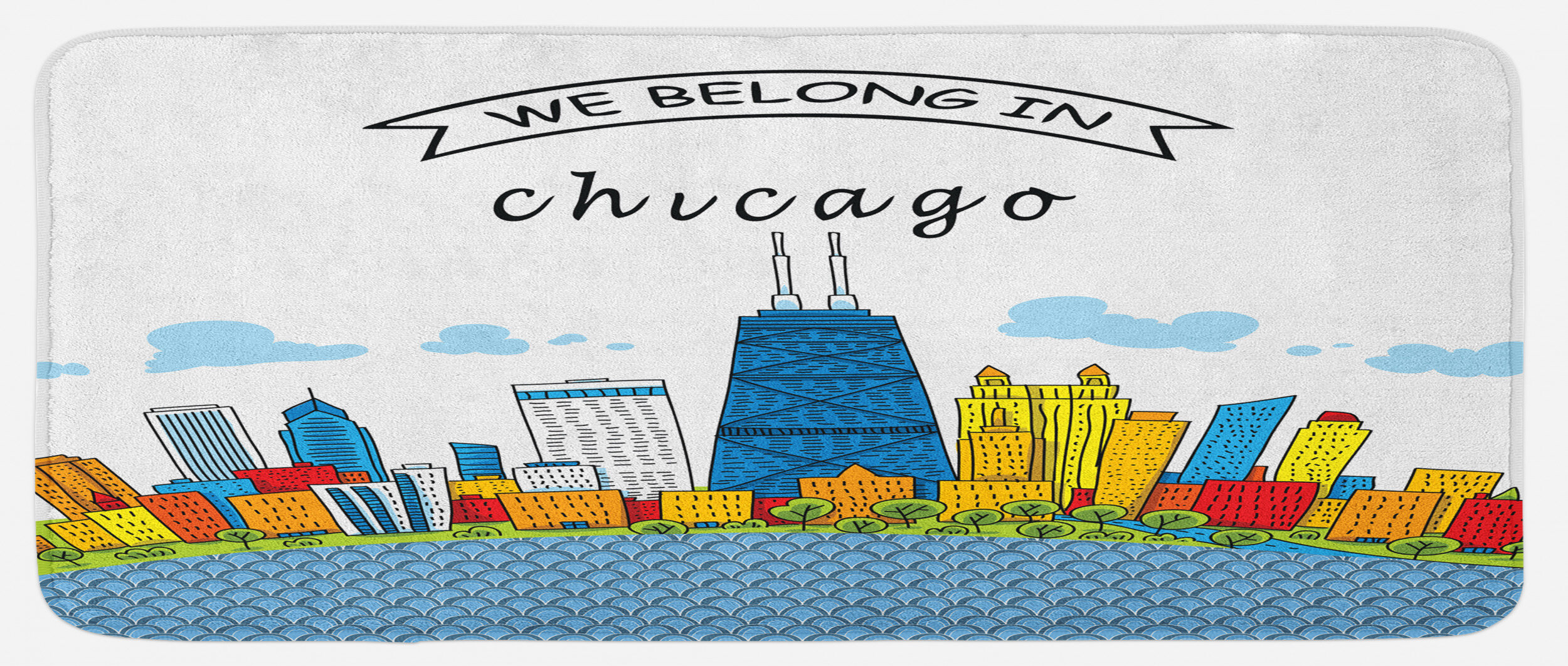 East Urban Home Chicago Skyline Cartoon Colorful City View