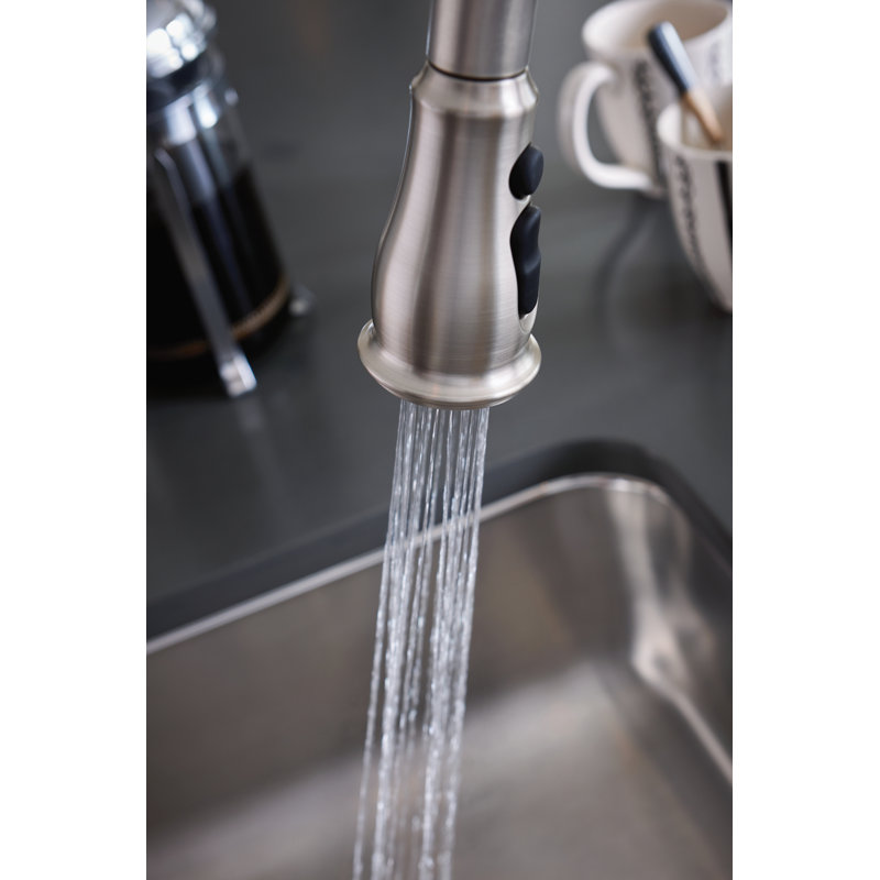 7185srs Orb C Moen Brantford Pull Down Touch Single Handle Kitchen Faucet With Powerboost And Reflex Reviews Wayfair