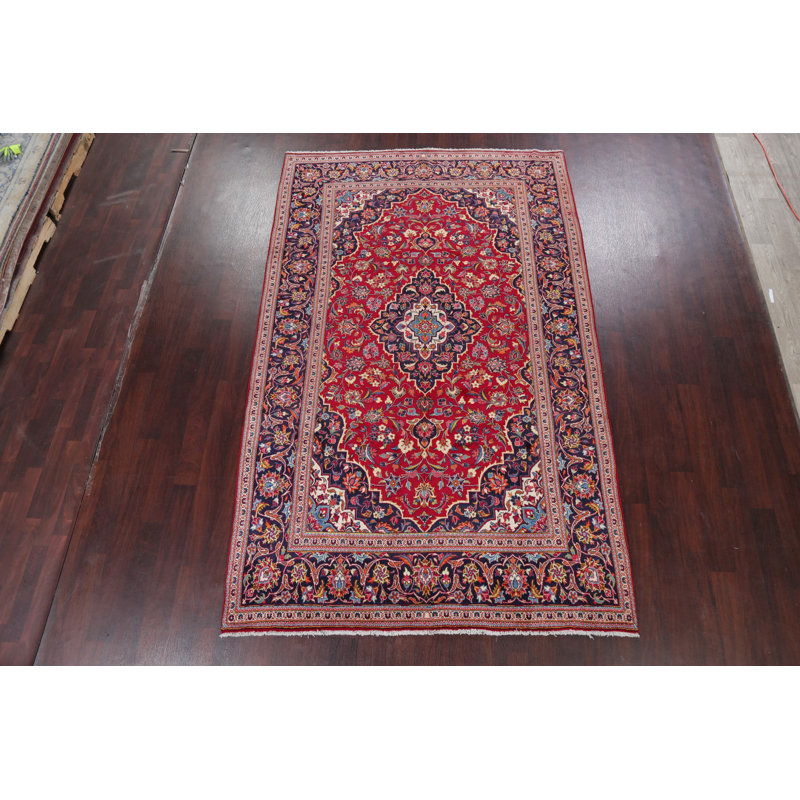 Winston Porter One Of A Kind Hillside Avenue Hand Knotted Kashan Burgundy Black Cream 6 4 X 10 1 Wool Area Rug Wayfair