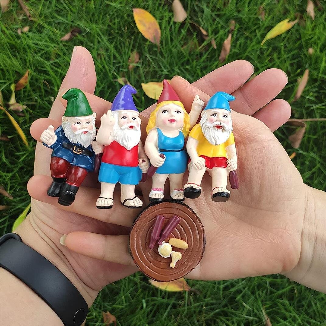 3" x 1.5" x 1.5" Miniature Fairy Garden Dollhouse Gnome w/ Basket of Mushrooms 
