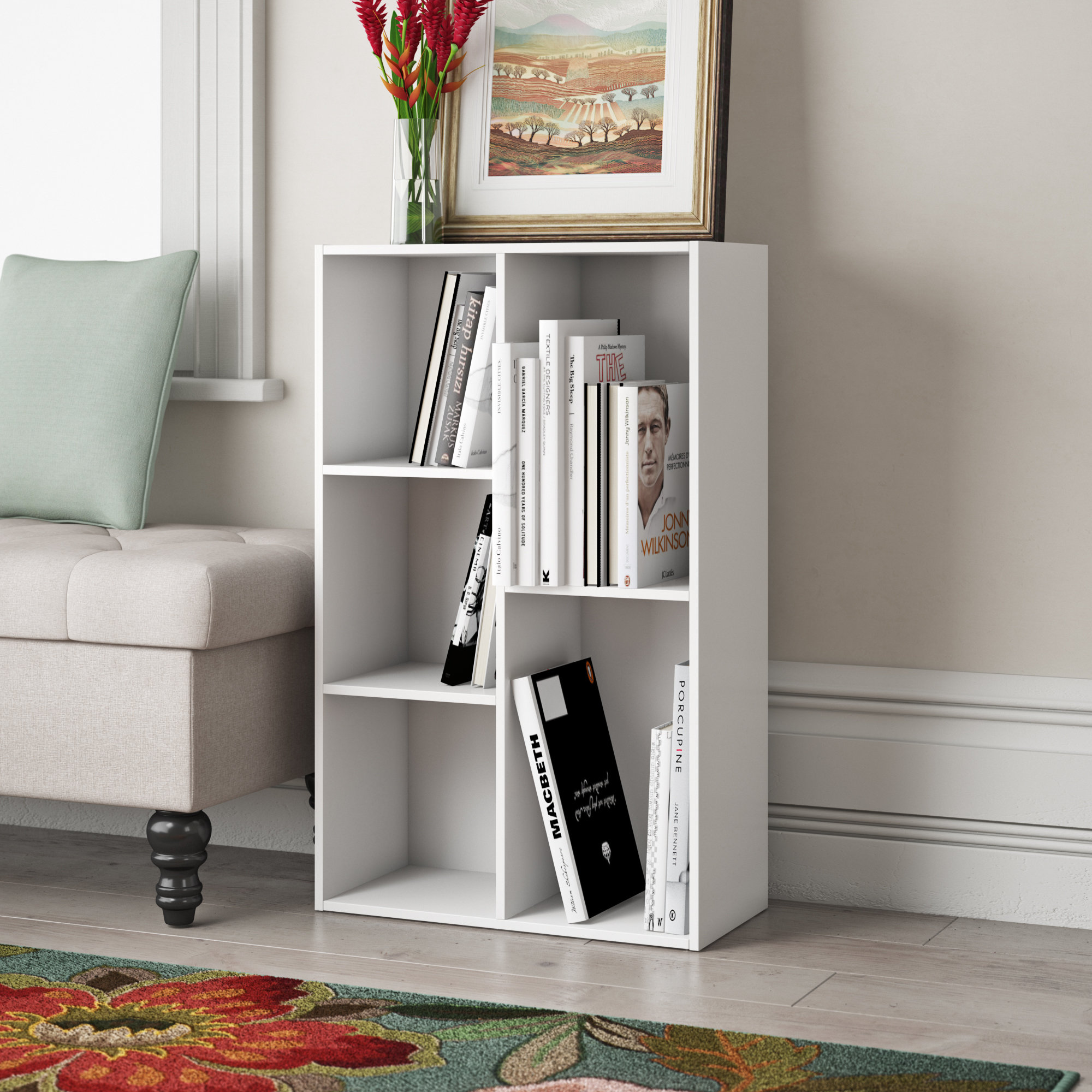 Contemporary Solid WHITE Wooden Bookcase Bookshelf 
