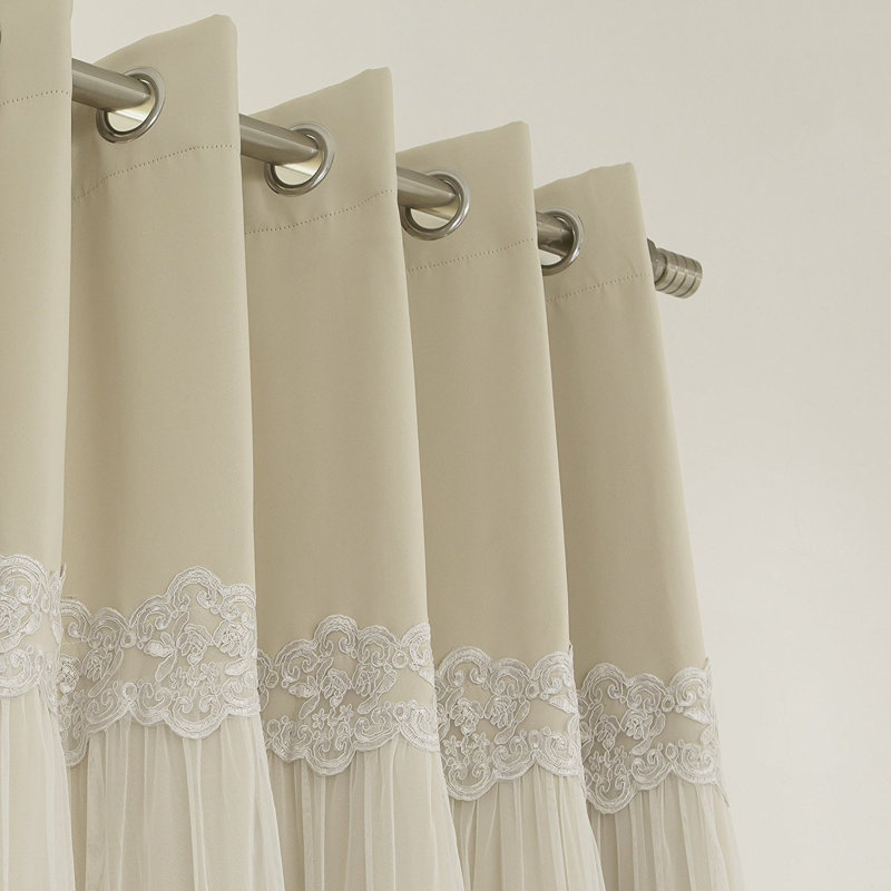 One Allium Way Pauley Best Home Fashion Pleated Tulle Lace Solid
