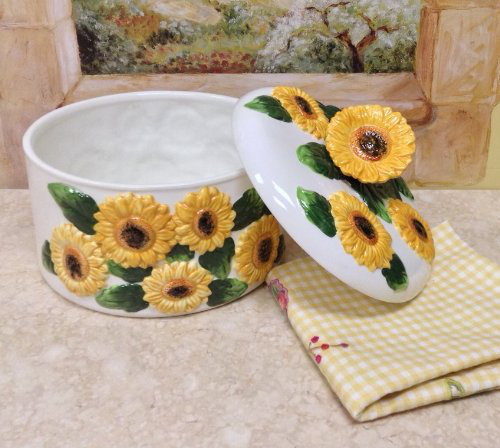 Abchomecollection Sunflower Ceramic Food Storage Container With Lid Wayfair