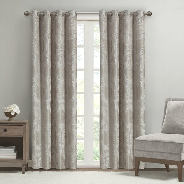 Luxury Jacquard Pair Curtains For Living Room Window Hanging Eyelet Ring Top. 