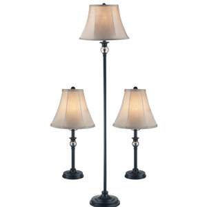 Gallipolis 3 Piece Table and Floor Lamp Set