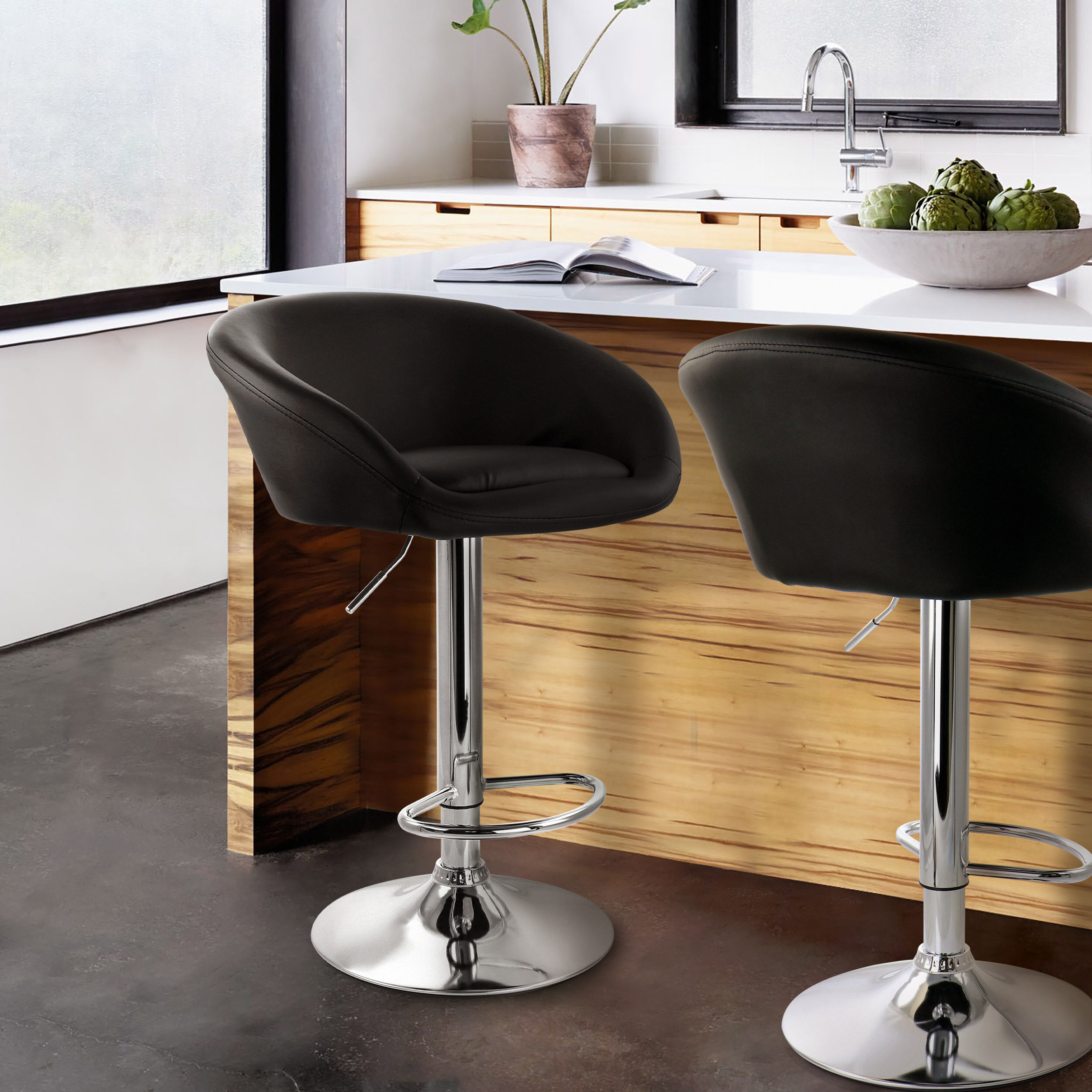 black and chrome kitchen bar stools