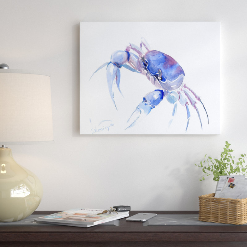 East Urban Home Blue Crab 2 Painting Print On Wrapped Canvas Wayfair