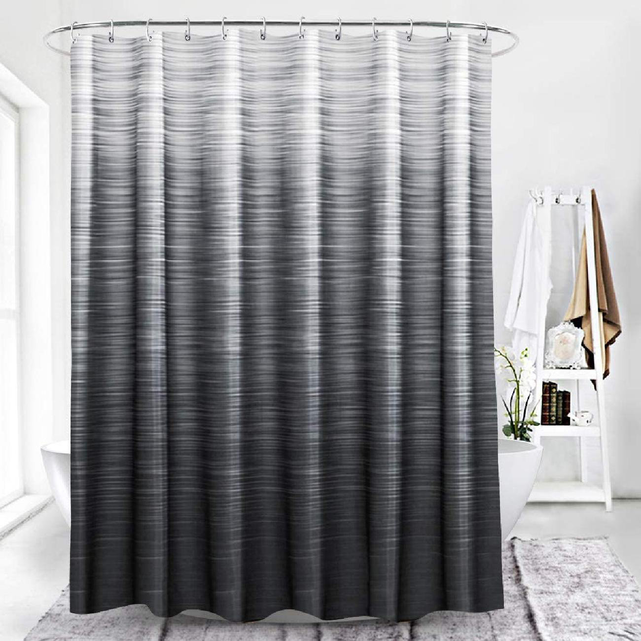 Orren Ellis Ombre Shower Curtain For Bathroom Grey Black Grant Fabric With Hooks Wayfair Orren Ellis Ombre Shower Curtain For