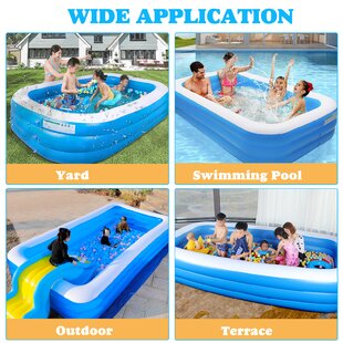 Inflatable Pool Oversize Design Swimming Pool for Kids and Adults Thickened Plastic Abrasion Resistant Family Swimming Pool Included Repair Patch Glue,Swimming Pool for Garden,Backyard,Outdoor Summer 
