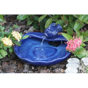 Bowl Water Feature Fountain Solar Powered Frog Pond Ceramic Design Garden Patio 