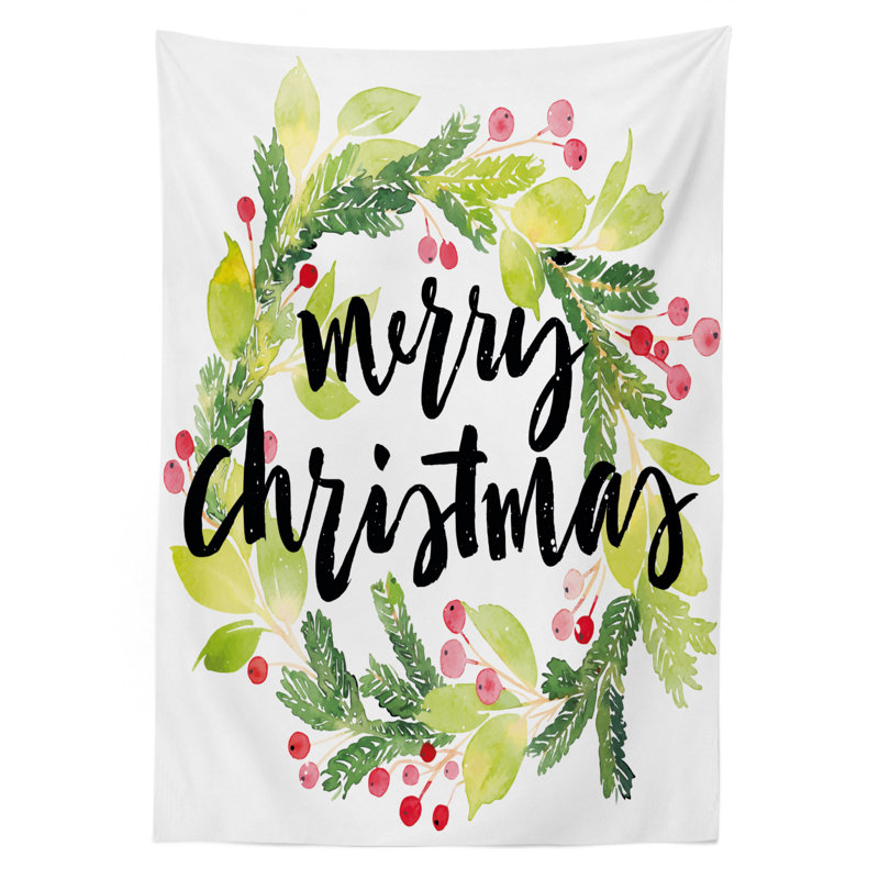 East Urban Home Watercolor Painting Style Christmas Wreath And