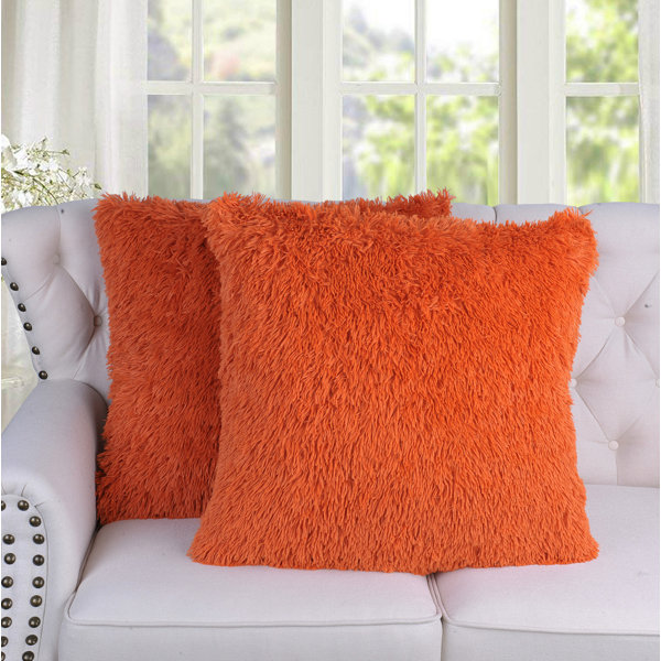 Orange Shaggy Pillows Wayfair