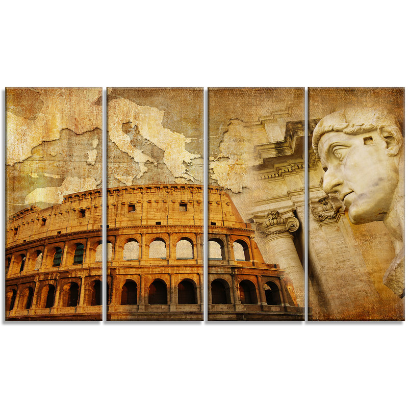Designart Great Roman Empire Digital Collage 4 Piece Graphic Art