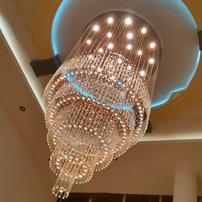 Dmani W40'' x H130'' Empire Crystal Chandelier for Foyer Entrance Dimmable LED 3000k-6000k