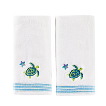 SEA TURTLES TO CUTE NEW SET OF 2 BATH HAND TOWELS EMBROIDERED BY LAURA 