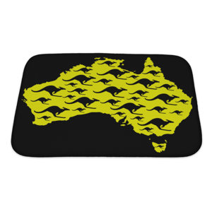 Animals Map of Australia with Kangaroo Shape Pattern Bath Rug
