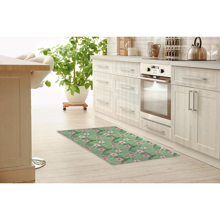 Palm Leaves Floor Mat Non-Skid Comfortable Standing Home Kitchen Entrance Rug 17 x 28 Blue 