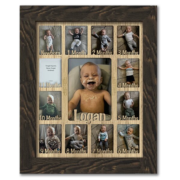 FIRST YEAR BABY PHOTO FRAME 5x7"PHOTO SILVER PLATED CHRISTENING GIFT NEWBORN 
