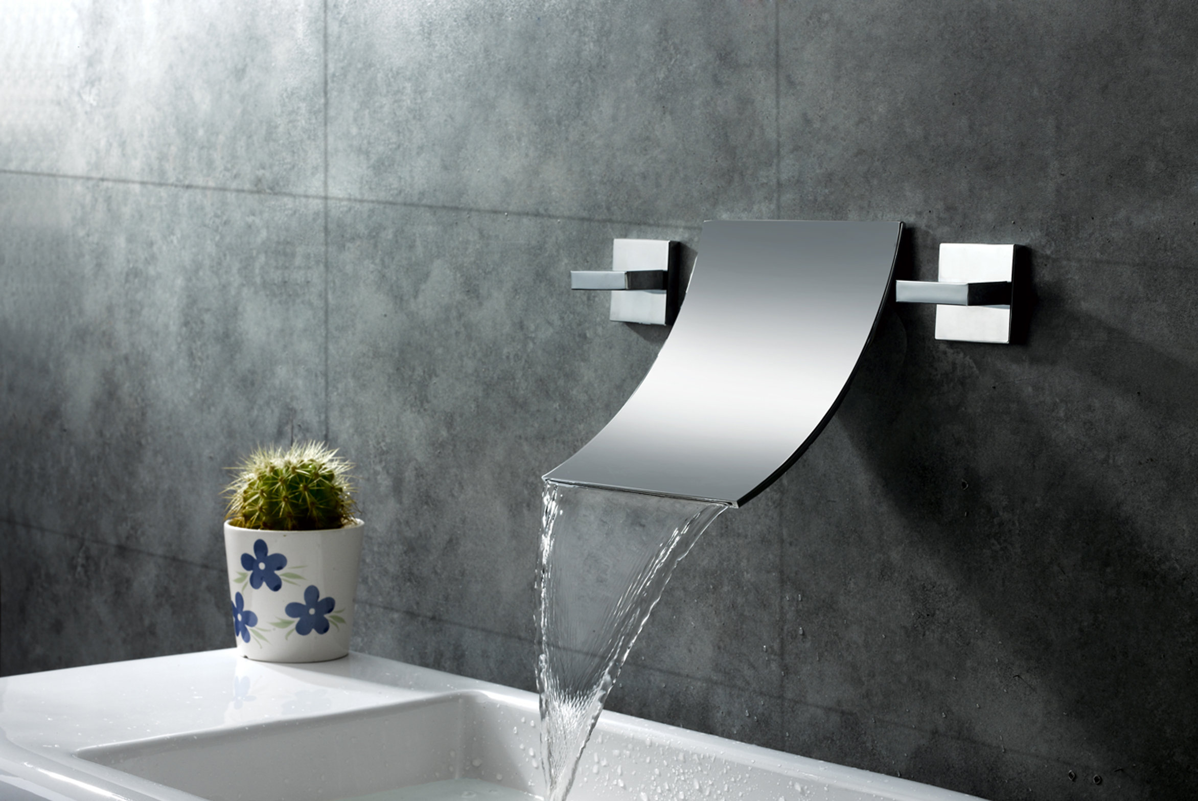 wall mount waterfall bathroom sink faucet