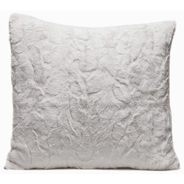 Pack of 2 Grey Faux Fur Fuzzy Cozy Soft Decorative Throw Pillow 18" x 18" Grey 