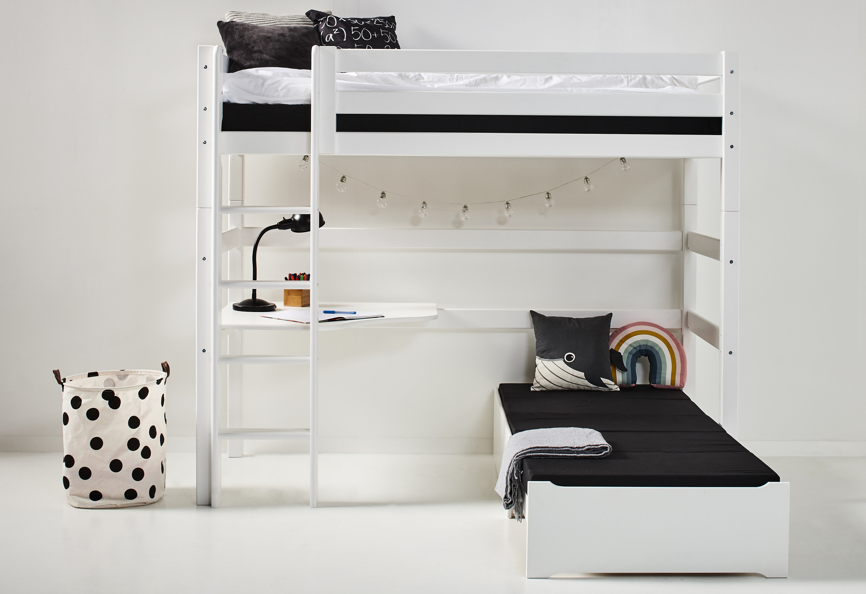 Hoppekids Premium European Single L Shaped Bunk Bed With Trundle