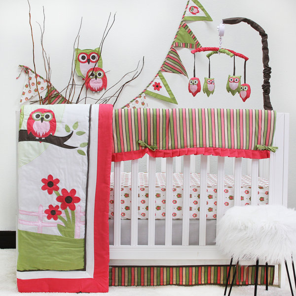 baby girl owl crib bedding