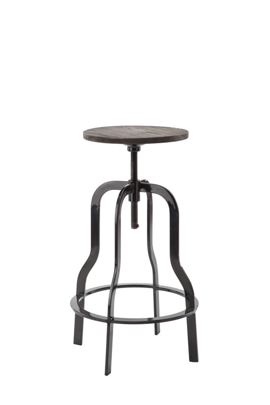 Perignan Adjustable Height Wood Top Bar Stool