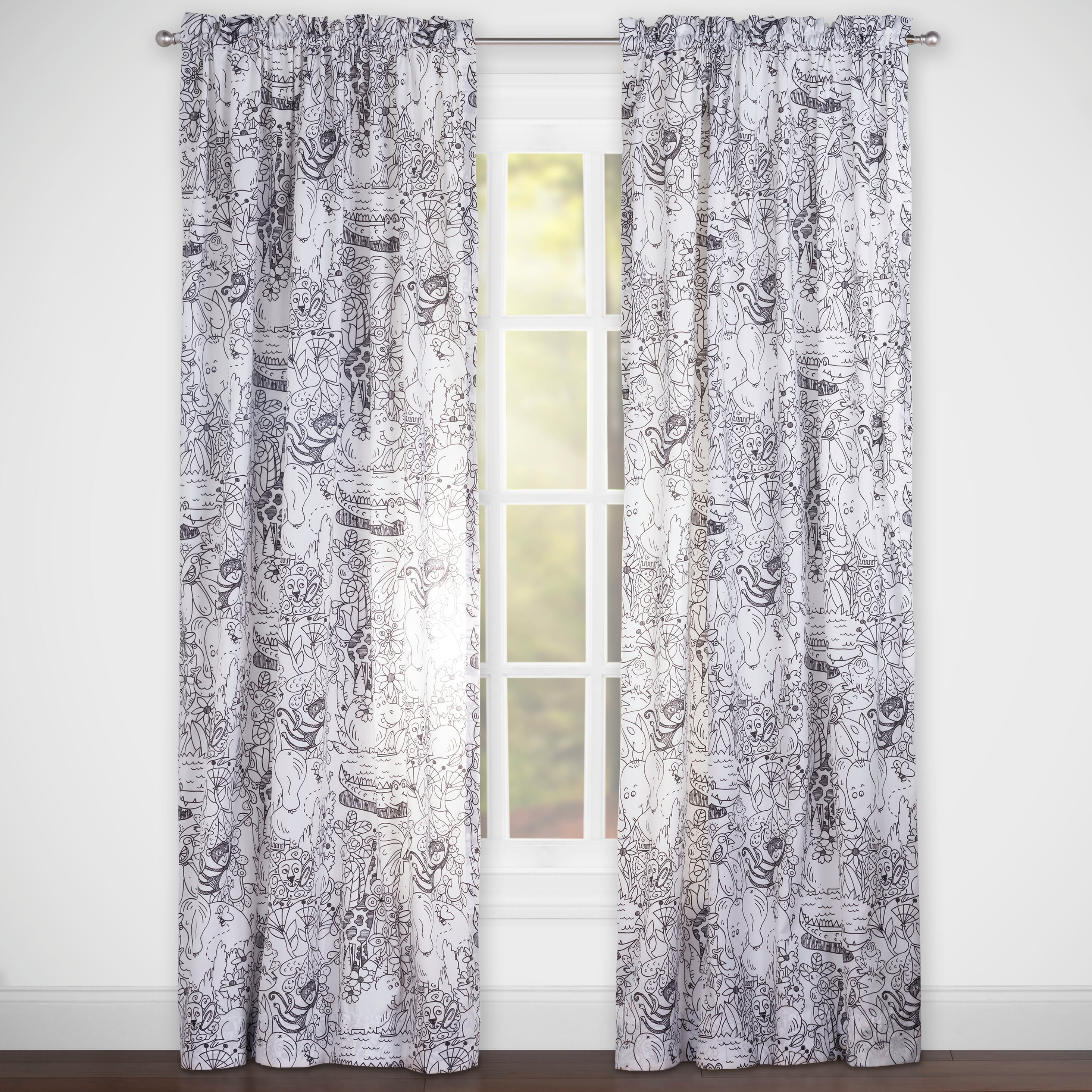 Highlights Jungle Jamboree Hidden Pictures Rod Pocket Curtain
