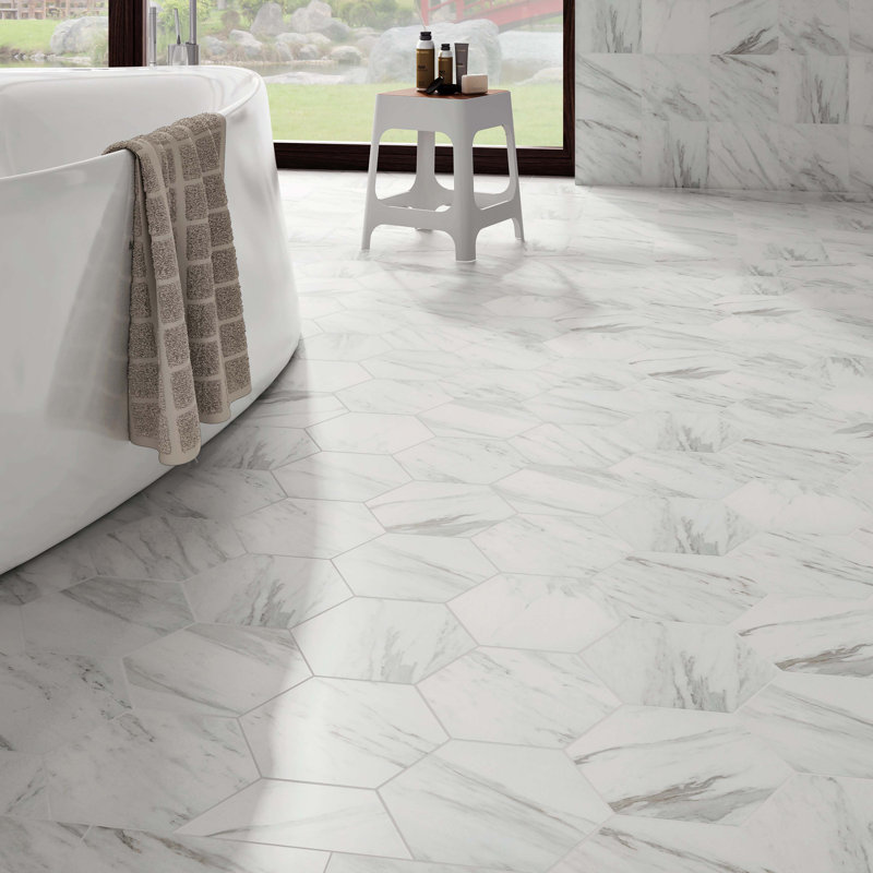 Marbre Carrara 8 63 X 9 88 Porcelain Mosaic Tile In White Marbre Carrara 8 63 X 9 88 Porcelain Mosaic Tile