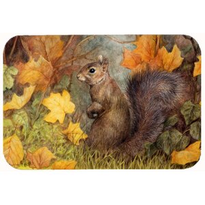 Squirrel in Fall Leaves Kitchen/Bath Mat