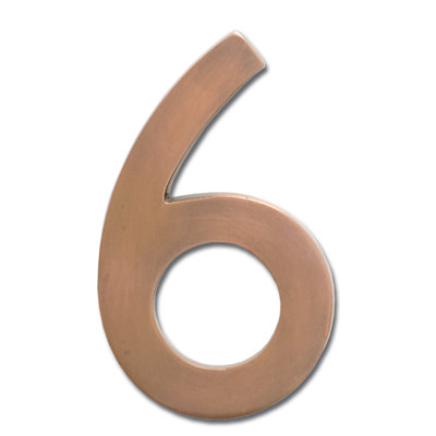 4 in Flush Mount House Number Architectural Mailboxes Color Antique Copper Number Six