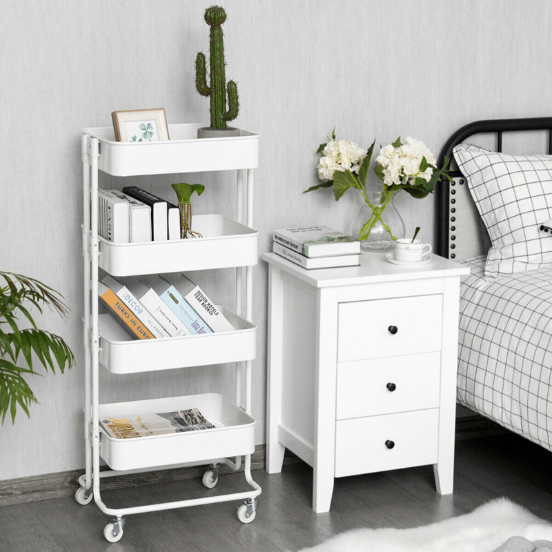 Costway 4 Tier Metal Rolling Storage Cart Mobile Organizer Wayfair