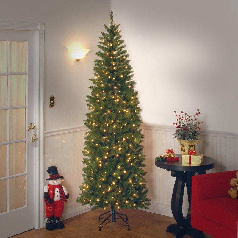 Pencil Green Fir Artificial Christmas Tree With 350 Clear White Lights Reviews Joss Main Werchristmas pre lit pencil christmas tree with 180 led lights 6 5 feet 1 95 m 25 x 25 x 213 cm black mr crimbo 6ft 180cm green artificial pencil christmas tree tall thin slim xmas pine tree 555 branch tips folding metal base. pencil green fir artificial christmas tree with 350 clear white lights