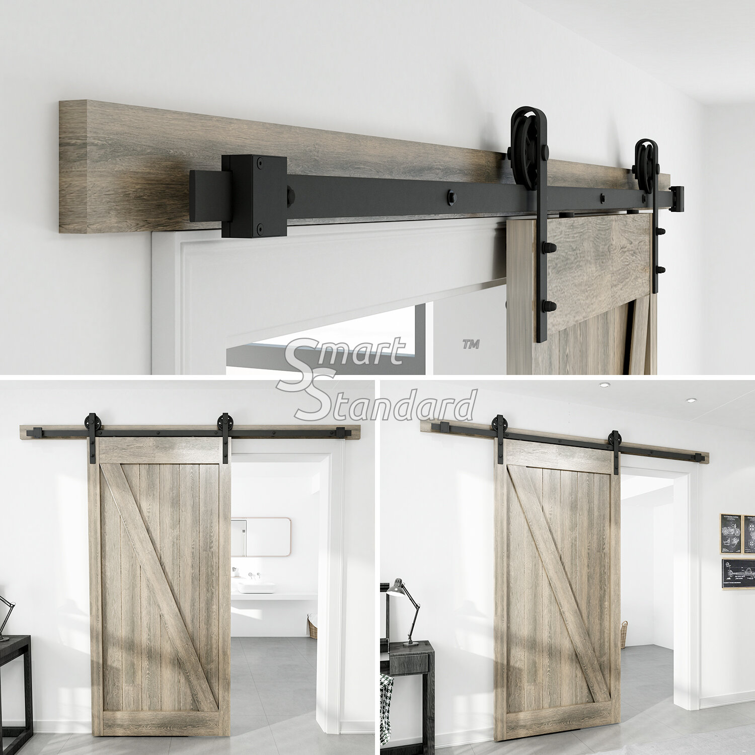 Heavy Duty Sliding Standard Single Barn Door Hardware Kit