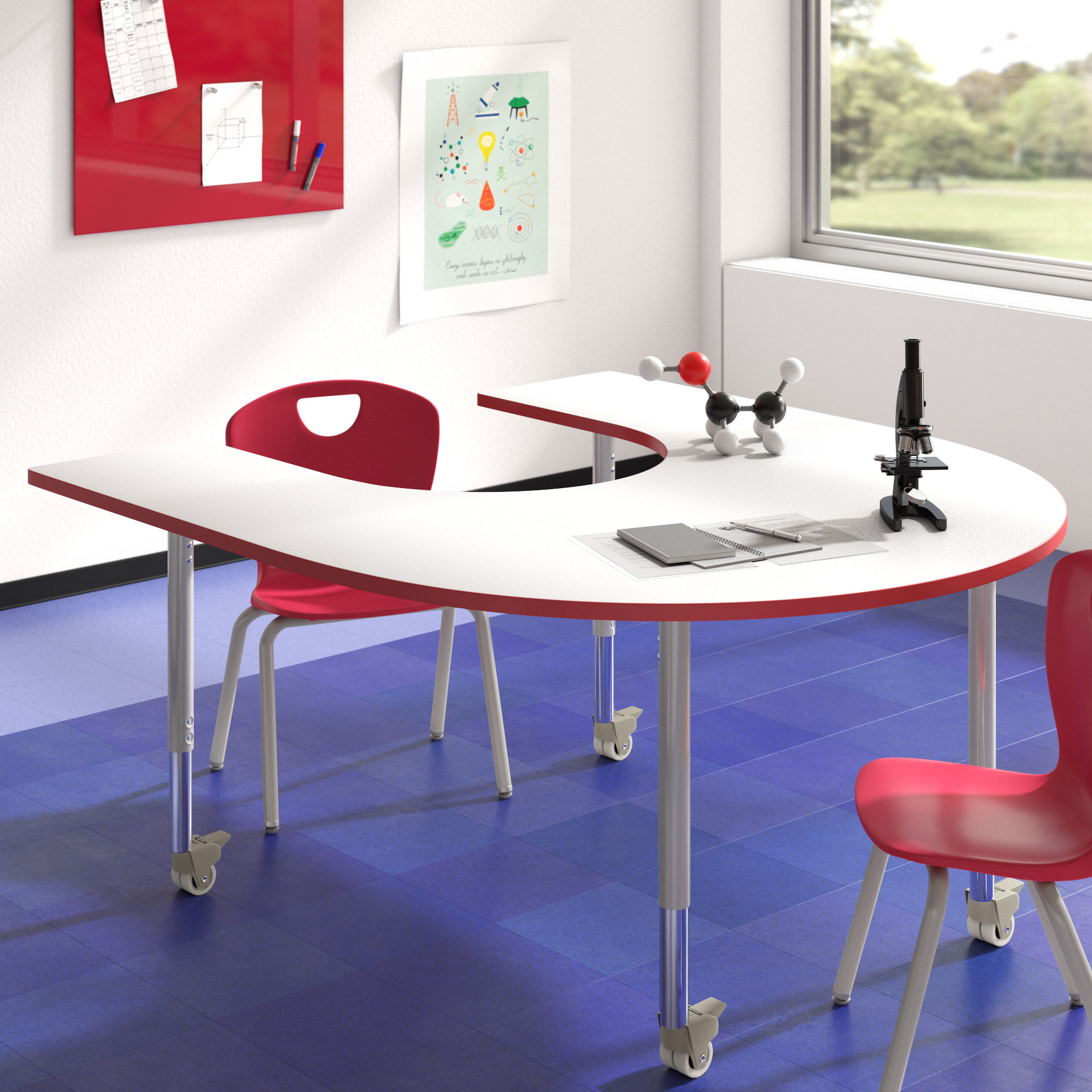 Berries Rectangle Activity Table Standard Leg Toddler 11-15 Tabletop Gray with Truedge and Leg Navy 30 X 60