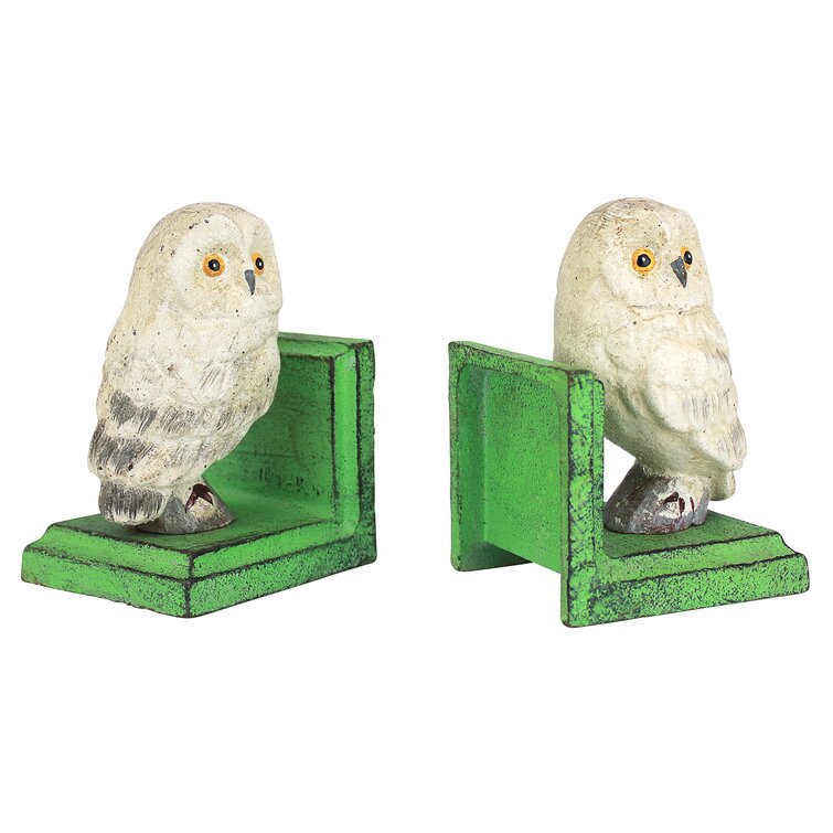 Green Cute Nonskid Owls Bookends Art Bookends,1 Pair