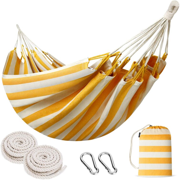 Double Hammock 2 Person Outdoor Canvas Fabric Swing Camping Hanging Bed with Bag 