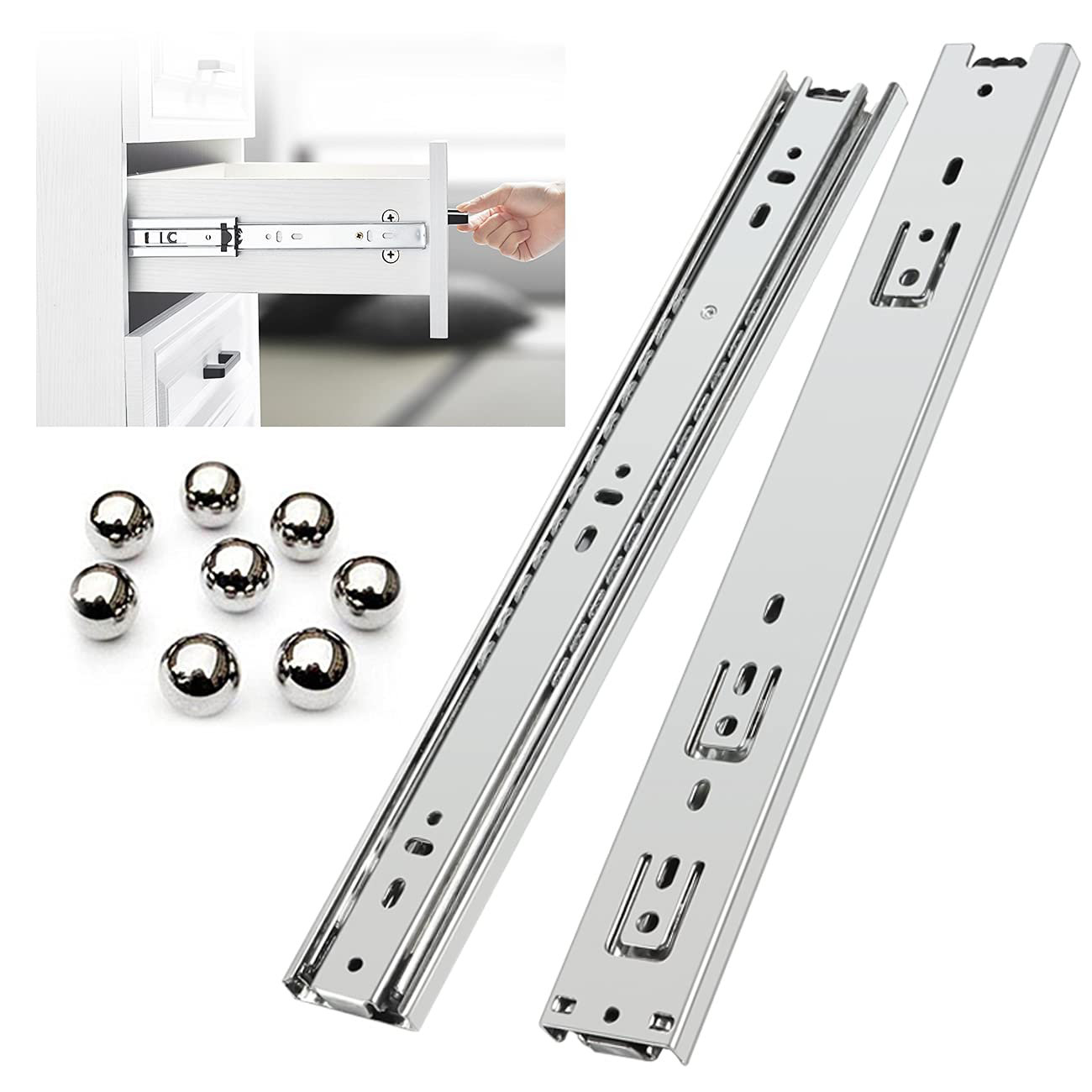 10 Pairs Full Extension Ball Bearing Drawer Slides 10"-24" 100 LB 