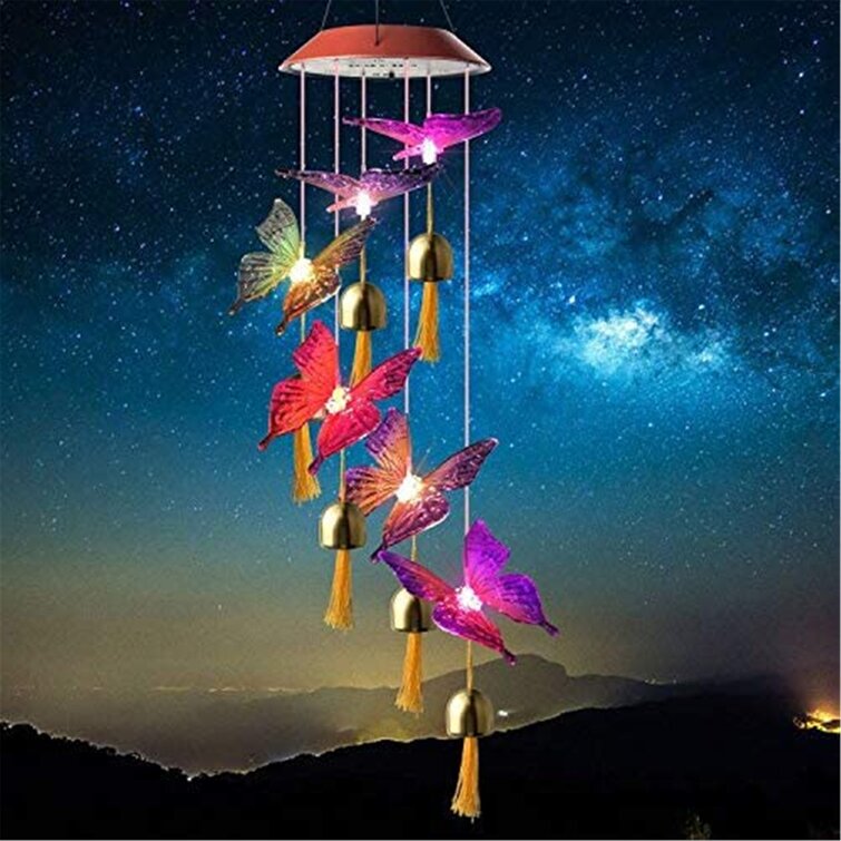 Birthday Gifts Butterfly Gifts Gardening Gifts Indoor Decor Gifts for Mom Gifts for Grandma Gifts for Women Garden Outdoor Decor Butterfly Wind Chimes Bells Solar Wind Chimes
